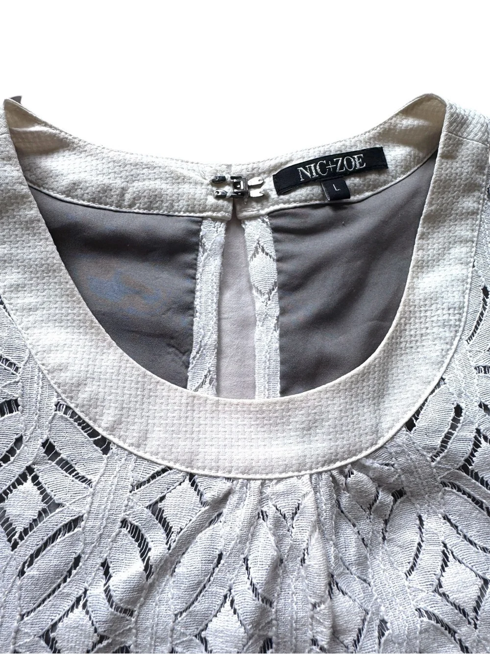 NIC+ZOE Girls White Sleeveless Lace-Overlay Nightgown